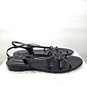 Vaneli Strappy Slingback Buckle‎ Strap Black Patent Leather Sandals Size …